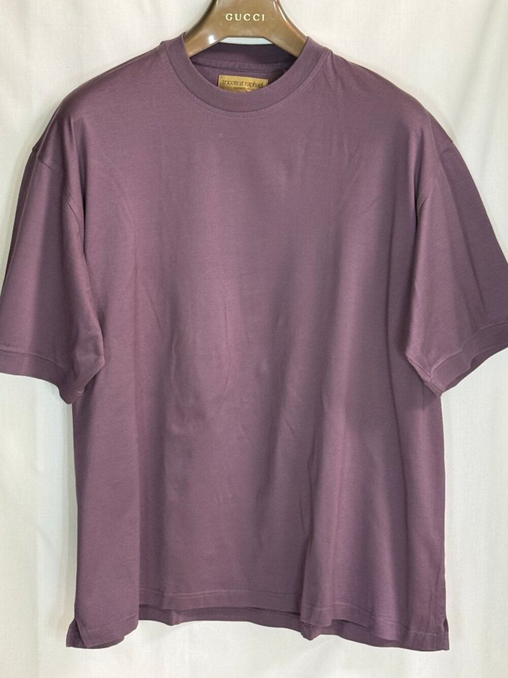 Tricots St Raphael Men's Cotton Crew Neck Short Sleeve T-Shirt- Purple Mauve -XL